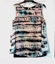 Women&#39;s XL Japna White/Black Multicolored Flare Sleeveless Blouse - £10.82 GBP