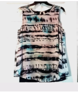 Women&#39;s XL Japna White/Black Multicolored Flare Sleeveless Blouse - £10.36 GBP