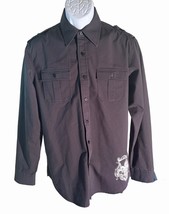 RED LEVEL NINE Men&#39;s Long Sleeve Button Down Shirt Black White Medium - $13.54