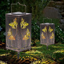 Mothers Day Gifts for Mom Women, Solar Lanterns Metal Butterfly Garden Decor,2 P - £20.43 GBP