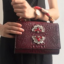Classic Women Crocodile Crystal Tote Bag Nice Charming Lady Shoulder Handbag Hot - £54.72 GBP