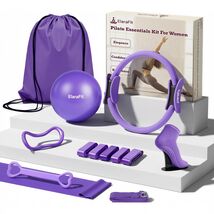 Home Pilates Workout Ring and Ball Starter Kit Set 5 Resistance Bands 13... - $39.55