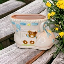 Nancy Pew Vintage Pink Baby Girl Photo Planter Kitschy Ceramic Nursery - £14.85 GBP