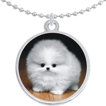 Fluffy Dog Round Pendant Necklace Beautiful Fashion Jewelry - £8.60 GBP
