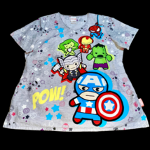 MARVEL Baby Avengers Scrub Top Nurse Medical CNA Dental Women’s Large Gray - £15.94 GBP