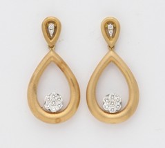 18k Yellow Gold Diamond Tear Drop Matt Drop Earrings (0.46 Ct G VS) - £1,752.78 GBP