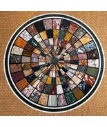 Geometric Pattern Inlay Work Dining Table Top with Royal Look Round Shap... - $584.00+