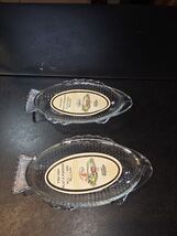 Set Of 2 Glasbake J2145 Fish Dish Shape dinner plates 9.5" clear glass J... - $27.95