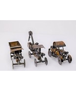 Lot of 3 Handmade Metal &amp; Recycled Sparkplug Cars Model Artwork Sculptures - $933.49 MXN