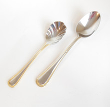 Wallace 18/8 Stainless Steel Soup Sugar Shell Spoon Regal Pearl Gold Bea... - $11.50