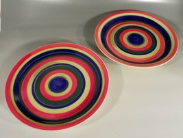 Royal Norfolk Dinner Plate (s) LOT OF 2 Blue Center Colorful Multicolor Bands - £22.66 GBP