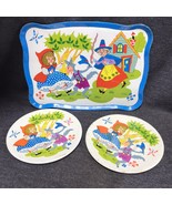 Vintage tin toy dishes Little Red Riding Hood Ohio Art 2 -4” plates, 1-7... - £7.75 GBP