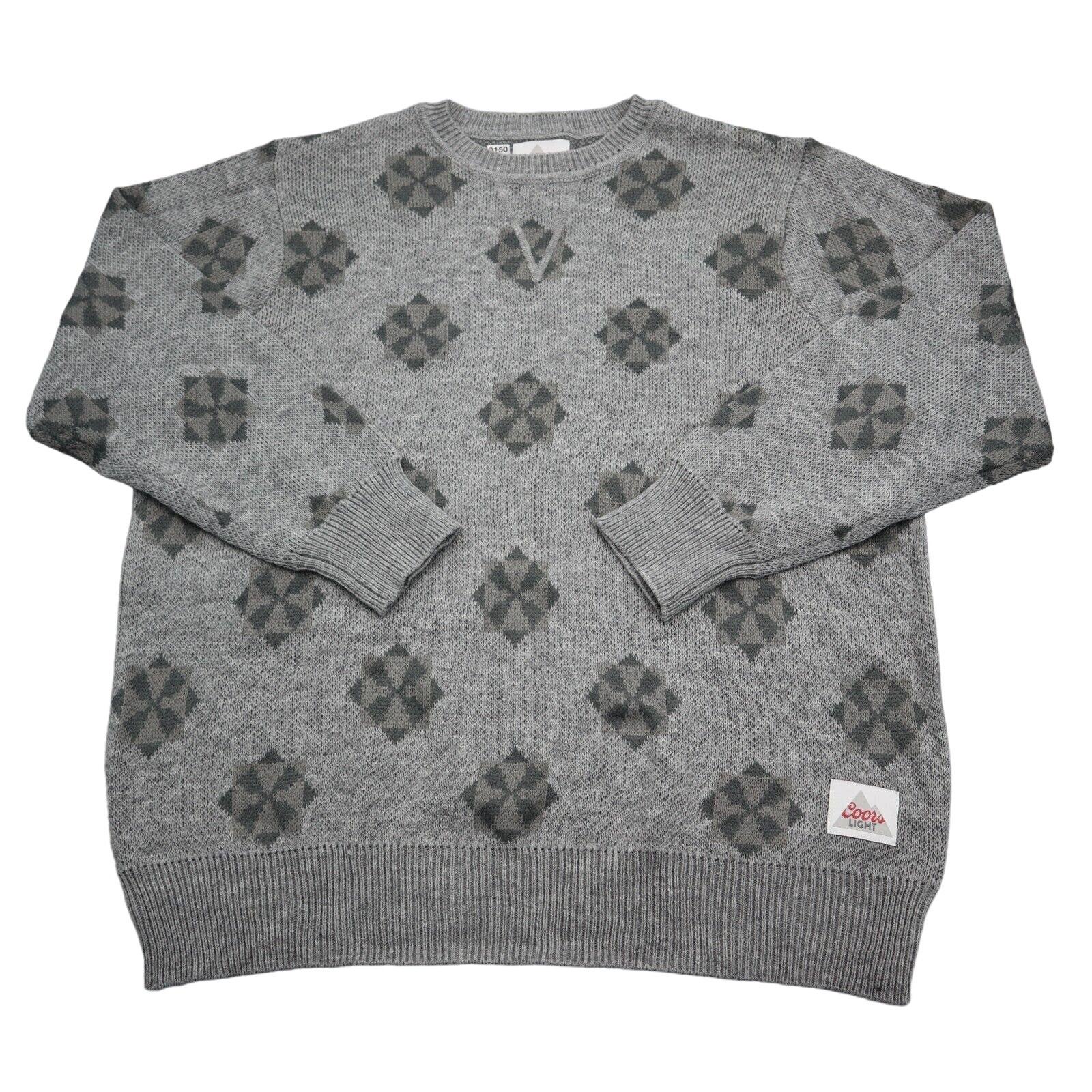 Coors Light Christmas Sweater Mens XL Gray Geometric Snowflake Casual - $22.65