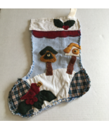 Handcrafted upcycled repurposed fabric primitive country Christmas stocking - $19.75