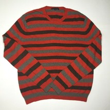 Banana Republic Men&#39;s Rust Brown Gray Striped Wool Cashmere Sweater  Fall - £31.96 GBP