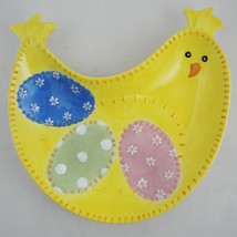 HOME Ceramic Spring Chicken Chick Easter Egg Yellow Serving Dish Platter 12&quot; - £18.79 GBP