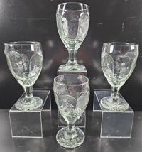 4 Libbey Chivalry Clear Water Goblet Set Textured Facet Retro Drink Stemware Lot - £27.35 GBP