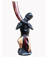 Vintage Hand Carved African Man Playing Horn Ghanaian African Art Sculpt... - $81.76 CAD