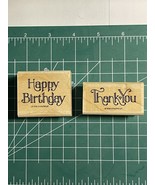 Lot of (2) 1996 STAMPIN UP! Stamps -  Happy Birthday &amp; Thank You   - $10.00