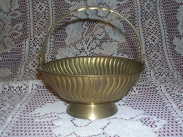 Old Vintage Brass Footed Basket with Handle Mantel Decor Tool - $14.84