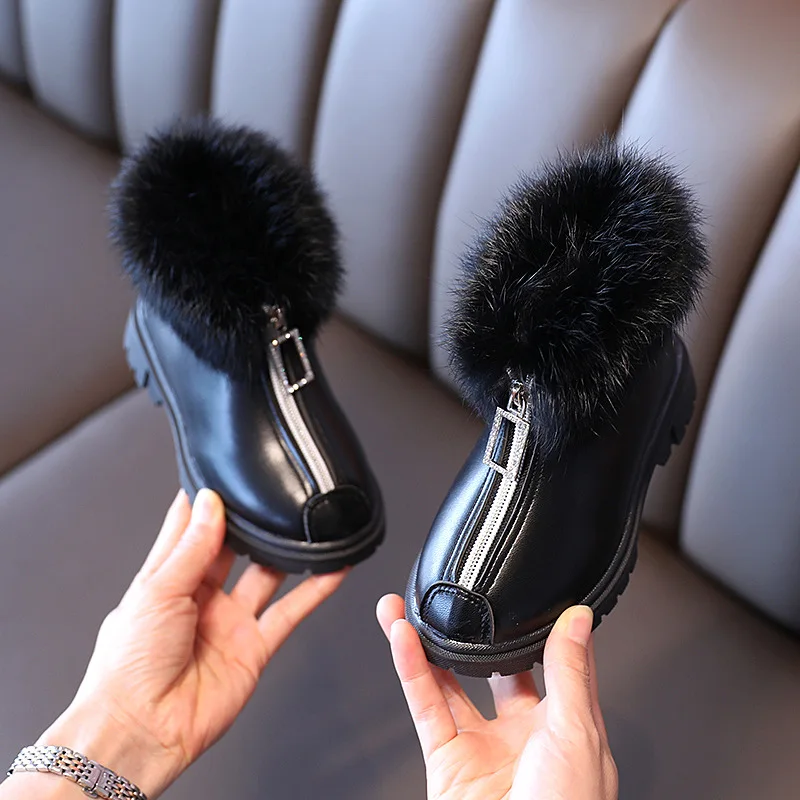 Children&#39;s Ankle Boots For Girls Warm Cotton   Winter Kids Boots Front Zipper Rh - £155.48 GBP