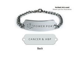 Power Port Cancer &amp; Hbp Medical Alert Id Bracelet. Free Medical Emergency Card! - £23.76 GBP