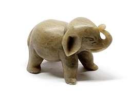 Chinese Hand Carved Soapstone  Elephant Trunk Up Figurine Mid-Century NO... - £17.00 GBP