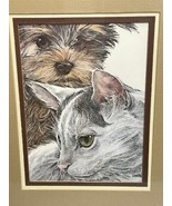 Gorgeous Framed Art Cat Dog By Coburn 10.75 By 8.75 Inches With Frame Vi... - £16.94 GBP