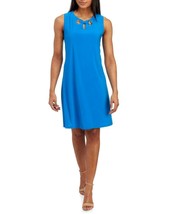 Nwt Anne Klein Blue Career Flare Dress Size L $99 - £46.81 GBP