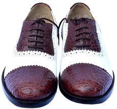 Official Wears Two Tone Bona Fide Crocodile Leather Men Formal Oxford Shoes - £320.72 GBP