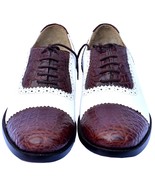Official Wears Two Tone Bona Fide Crocodile Leather Men Formal Oxford Shoes - $547.06 CAD