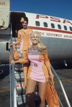 Pacific Southwest Airlines Flight Stewardesses Getting Off Plane 4X6 Postcard - £5.11 GBP