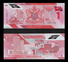 Trinidad &amp; Tobago P60a, $1, scarlet ibis bird / Parliment bldg UNC POLYM... - $18.45 MXN