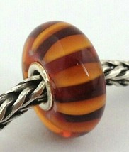 Authentic Trollbeads Brown Stripe Bead, Murano Glass Charm, 61357 New - $23.74