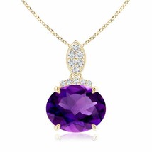 ANGARA East-West Amethyst Pendant Bale in 14K Gold | 18&quot;Chain (AAAA Size-10x8) - £703.69 GBP