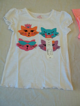 Okie Dokie Girls Tee Shirt Cool Kitty Cats Short Sleeve  Size S4 New W Tag - £8.89 GBP