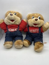 Pair of Shoney&#39;s Plush Bears Both 1986 Different Makers and Tags Opposite - £31.69 GBP