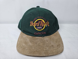 Vtg Hard Rock Cafe Cancun Hat Cap Green Tan Save the Planet Love All Serve All - £11.75 GBP