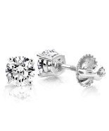 18Carat White Gold Diamond Solitaire Ear Studs 4-Claw 0.36 carats GVS - $1,602.17 CAD
