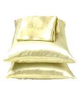 Satin Standard Size Pillowcase Cover 2 pc. - Dark Beige / Cream Color by... - $10.99