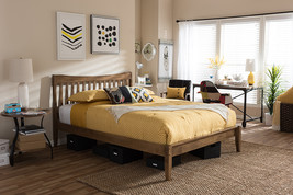 Veronica Solid Walnut Wood Curvaceous Slatted King Size Platform Bed  - $5,101.57 MXN