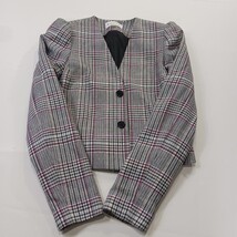 Calvin Klein RN#54163 Women’s Gray 2-Button Plaid Cropped Blazer Jacket Size 6 image 15