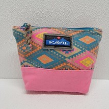 Kavu Rhombus Rug Aztec Pink Yellow Blue Orange Zip Pouch Bag - £15.49 GBP