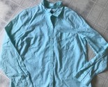old Navy Sz Medium Turquoise Oxford Solid Button Down Long Sleeve Blouse - $21.32