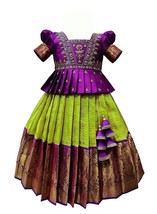 south Indian pattu pavadai Jecquard Lehenga choli for girls dress - £39.28 GBP