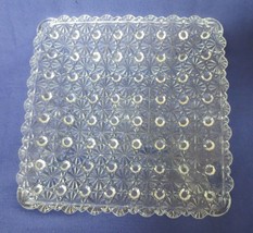 6 Daisy and Button 71/4&quot; Square Clear Pressed Glass Salad or Luncheon Pl... - £31.45 GBP