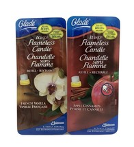 New 2 Sealed Glade Wisp Flameless Candle Refills French Vanilla/Apple Ci... - $12.86