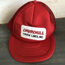 Vintage Churchill Truck Lines Inc. Red Ball Cap Hat Patch USA  - $6.80