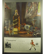 1959 Johnnie Walker Black Label Scotch Ad - Champion by Peter Helck - £11.79 GBP