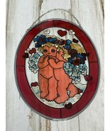 Dreamscicle Angels Stolen Kisses Oval Suncatcher Painted Glass Mods302 - $248.65 MXN